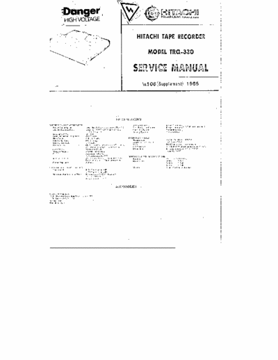 Hitachi TRQ-330 Service manual for Hitachi TRQ-330 tape recorder (1966)